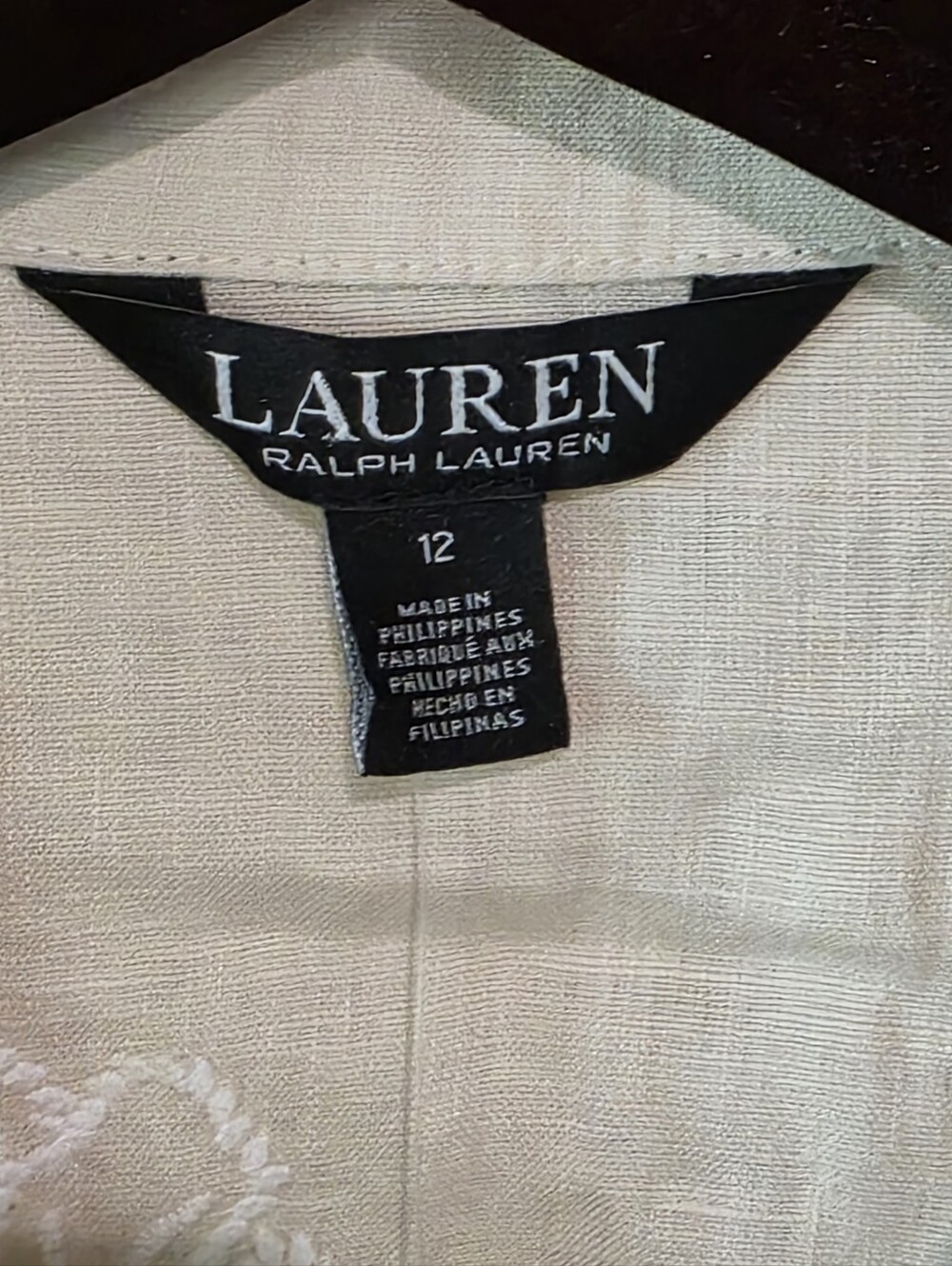 Lauren Ralph Lauren Cream Linen Blend Embroidered Utility Jumpsuit Wide Leg NEW - Picture 9 of 14